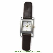 Ladies Charles Hubert Black Leather Band White Dial 20mm Watch ring