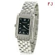 Ladies' Charles Hubert Stainless Steel Swarovski Crystal-Detailed Black Dial Classic Watch