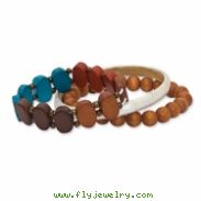 Laminated Capiz Shell & White Wood Aster 7 Set of 3 70mm Bracelets