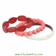 Laminated Capiz Shell & White Wood Aster Set of 3 70mm Bracelets