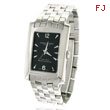 Men's Charles Hubert Stainless Steel Black Rectangular Dial Classic Watch