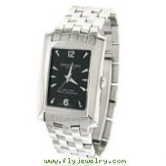 Men's Charles Hubert Stainless Steel Black Rectangular Dial Classic Watch