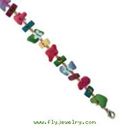 Multicolored Coconut, Acrylic Bead & Sequin 7.75" Bracelet