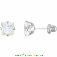 Nickel Pair Inverness Palladium Plated Square Cubic Zirconia Earring