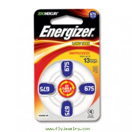 One pk of 4 cells Type 675 Energizer Hearing Aid Batteries