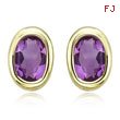 OVAL SHAPE AMETHYST BEZEL SET STUDS