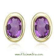 OVAL SHAPE AMETHYST BEZEL SET STUDS