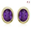 Oval Shape Amethyst Bezel Set Studs