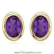 Oval Shape Amethyst Bezel Set Studs