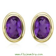 Oval Shape Amethyst Bezel Set Studs