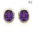 Oval Shape Amethyst Bezel Set Studs