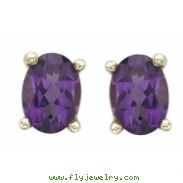 OVAL SHAPE AMETHYST PRONG SET STUDS