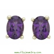 OVAL SHAPE AMETHYST PRONG SET STUDS