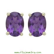 OVAL SHAPE AMETHYST PRONG SET STUDS