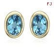 OVAL SHAPE BLUE TOPAZ BEZEL SET STUDS