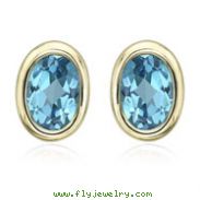 OVAL SHAPE BLUE TOPAZ BEZEL SET STUDS