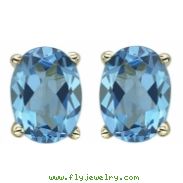 OVAL SHAPE BLUE TOPAZ PRONG SET STUDS