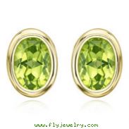 Oval Shape Peridot Bezel Set Studs