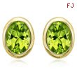 OVAL SHAPE PERIDOT BEZEL SET STUDS