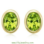 OVAL SHAPE PERIDOT BEZEL SET STUDS