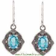 PAIR Genuine Swiss Blue Topaz Earrings 