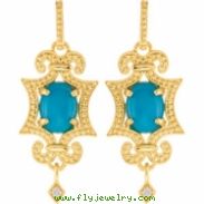 PAIR Genuine Turquoise & Diamond Granulated Earrings