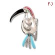 Parrot Pin w/ Diamonds, Gemstones Pearl - White Gold