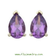 Pear Shape Purple Amethyst Prong Set Studs