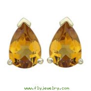 PEAR SHAPE YELLOW CITRINE PRONG SET STUDS