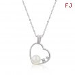 Pearl Cubic Zirconia Heart Pendant