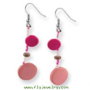 Pink Coconut and Acrylic Bead 2" Dangle Earrings