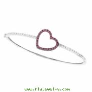 Pink Sapphire & Diamond Heart Bangle 