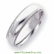 Platinum 6mm Comfort-Fit Milgrain Size 5 Wedding Band ring