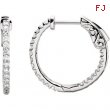 Platinum Diamond White 1/2 Pair Polished Inside-Outside Hoop Earrings