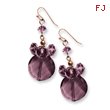 Rose-tone Dark Red Crystal Round Earrings Drop