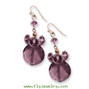 Rose-tone Dark Red Crystal Round Earrings Drop