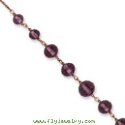 Rose-tone Purple Crystal Bead 16" With Extension Necklace