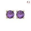 ROUND AMETHYST YELLOW GOLD STUDS