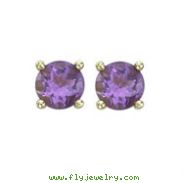 ROUND AMETHYST YELLOW GOLD STUDS