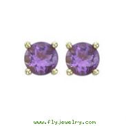 ROUND AMETHYST YELLOW GOLD STUDS