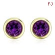 ROUND AMETHYST YELLOW GOLD STUDS