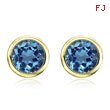 Round Blue Topaz Bezel Set Studs