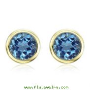 Round Blue Topaz Bezel Set Studs