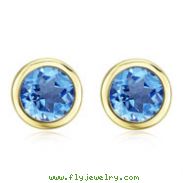 ROUND BLUE TOPAZ STUDS