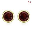 ROUND DARK RED GARNET BEZEL SET STUDS