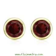 ROUND DARK RED GARNET BEZEL SET STUDS