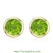 ROUND GREEN PERIDOT BEZEL SET STUDS