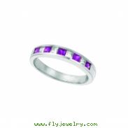 Ruby and Diamond Princess Cut Band Ring