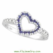 Sapphire & Diamond Heart Ring