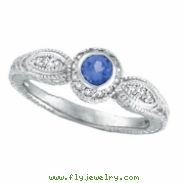 Sapphire Bezel Ring with Diamond